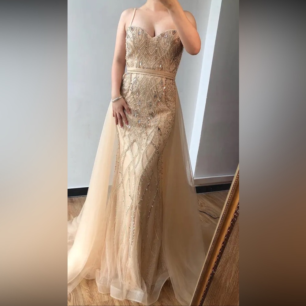 Champagne prom evening dress size 10